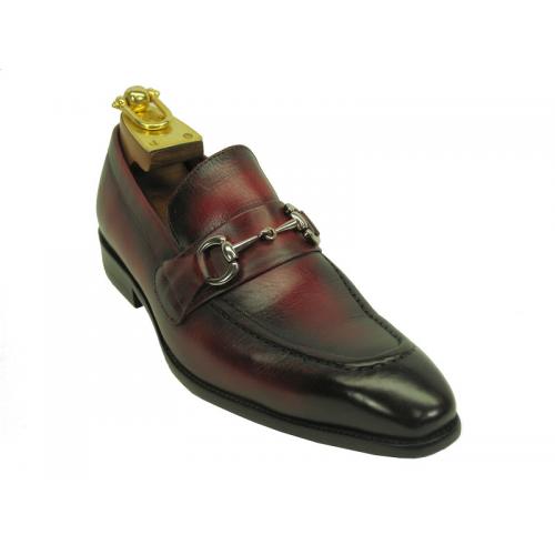 Carrucci Red Genuine Calf Skin Leather With Horsebit Loafer Shoes KS478-02